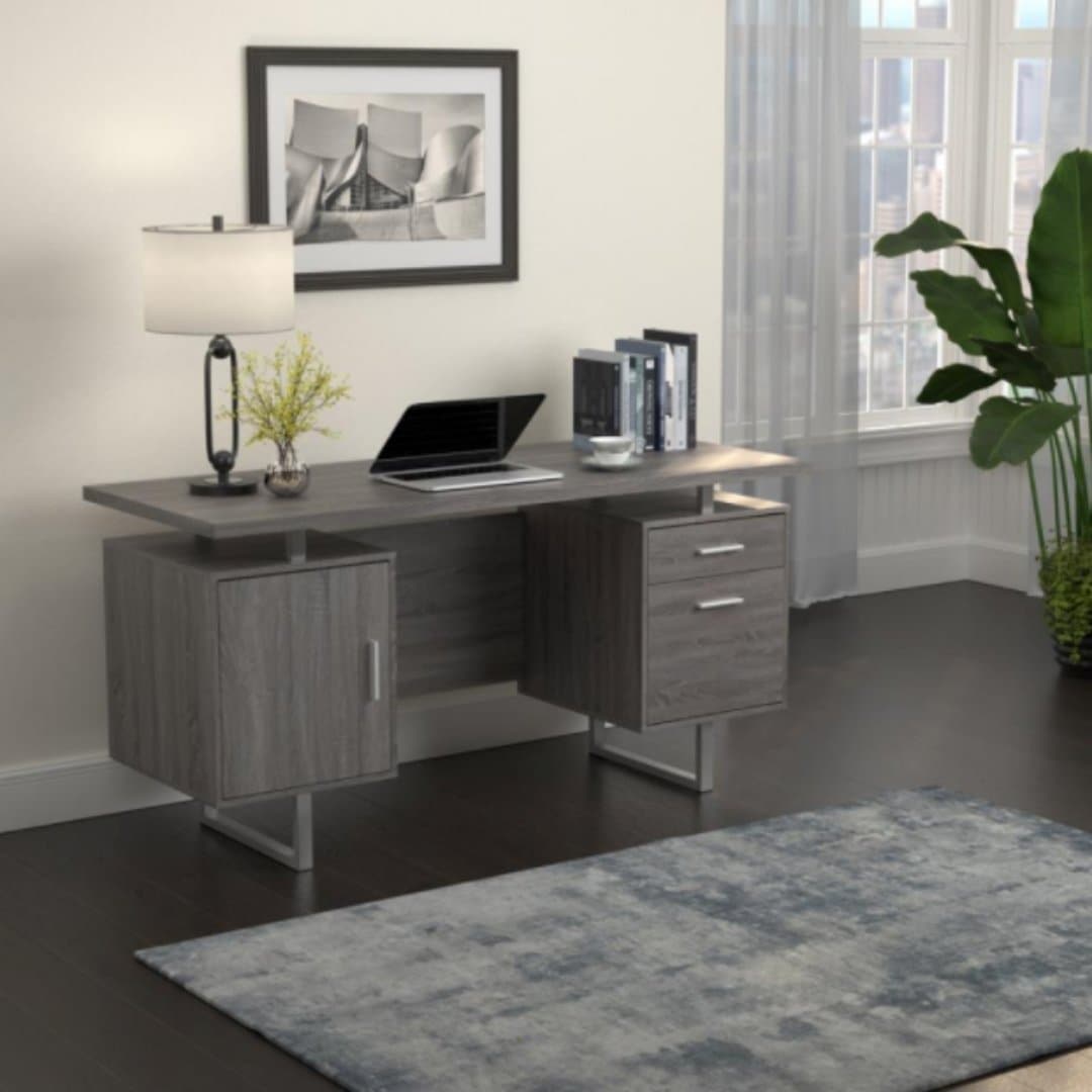 Rectangular Storage Desk in Gray - HER Home Design Boutique